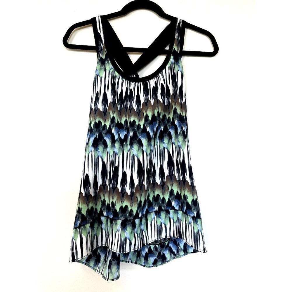 Express Sleeveless Multicolor Watercolor Print Blouse S